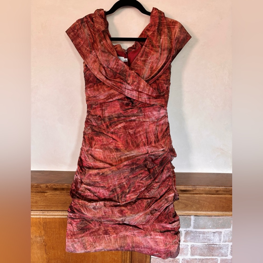 Teri Jon Textured Red Mini Dress